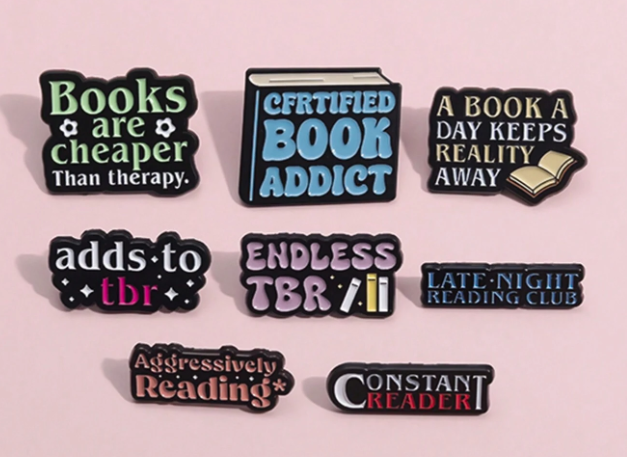 Late-Night Reading Club - Bookish Metal Brooch Pin