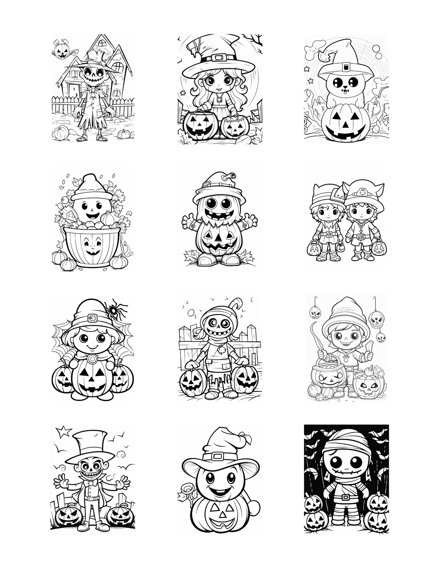 Halloween Kids Coloring Printable Pages