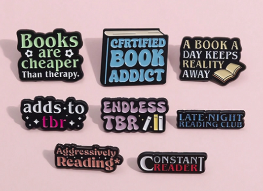 Late-Night Reading Club - Bookish Metal Brooch Pin