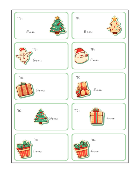 Christmas Gift Tag Sticker Sheet